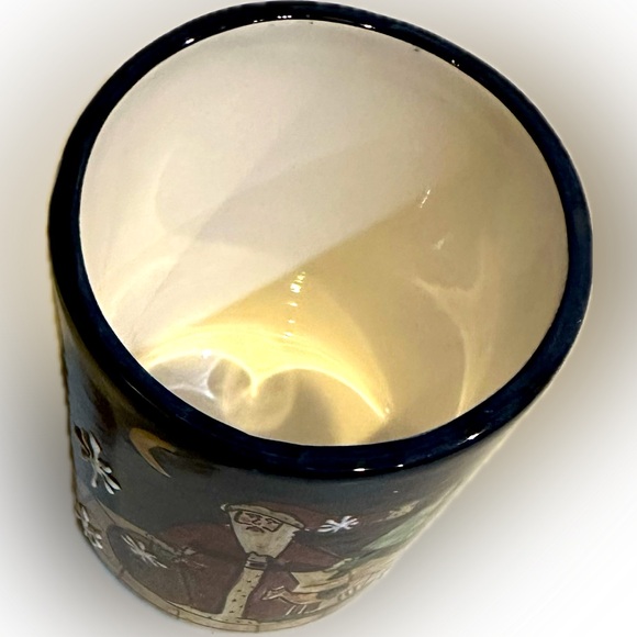 NEW VTG RARE CIC CERAMIC SANTA CLAUS CUP TUMBLER BLACK RED CERTIFIED INTERNATNAL - Picture 2 of 7